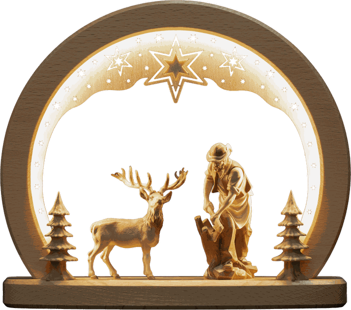 LED-Bogen mit Himmel Hirsch und Holzhacker