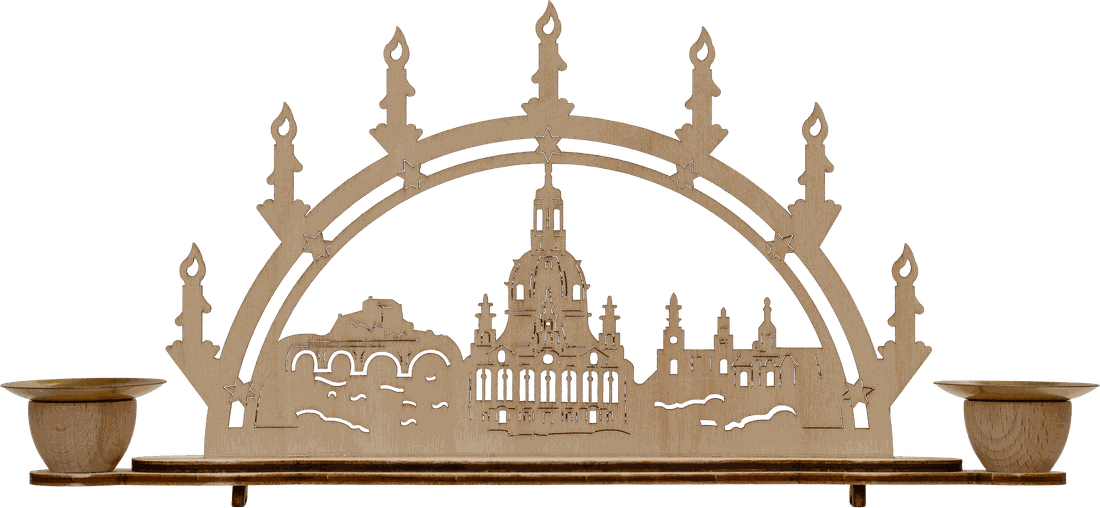 Mini Schwibbogen Groß mit Kerzenhalter Motiv Frauenkirche