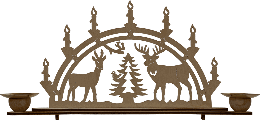 Mini Schwibbogen Groß mit Kerzenhalter Motiv Hirsch